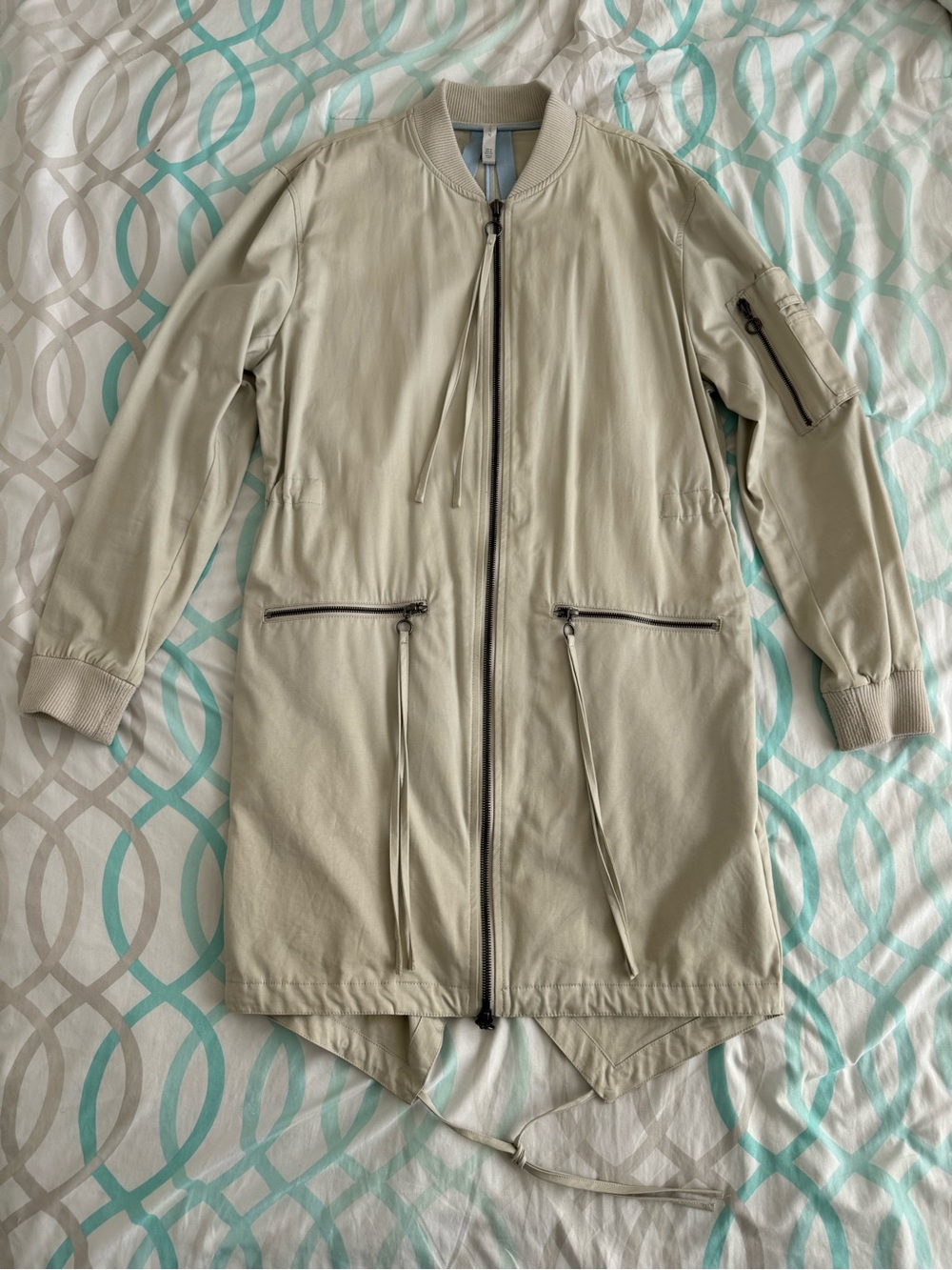 Zara Long Bomber Jacket - Light Beige